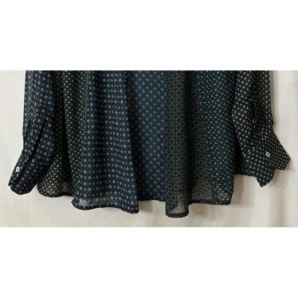 NWT Gretchen Scott Long Sleeve Half Button Polyester Top Blouse Shirt Size M - Picture 11 of 13